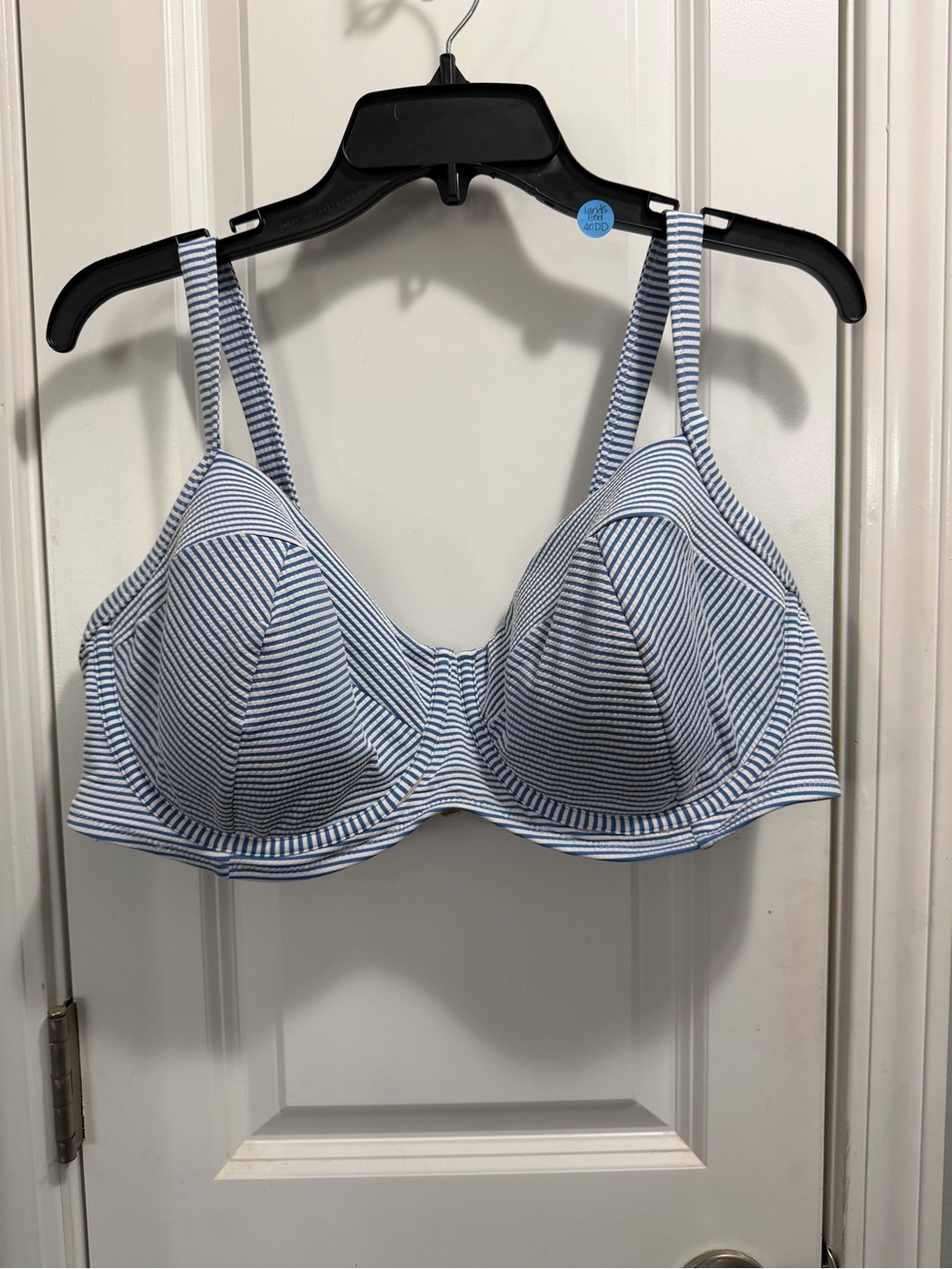Lands' End Light Blue & White Striped Underwire Bikini Top